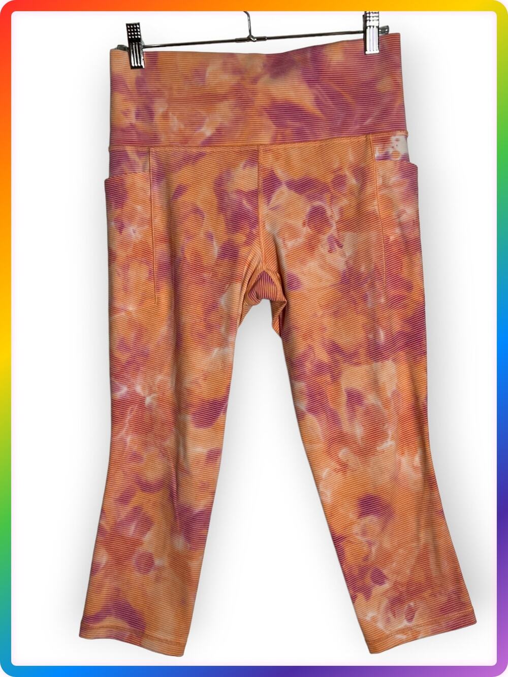 Athleta Salutation Stash Pocket II Textured Yoga Legging SIZE M Coral Pink